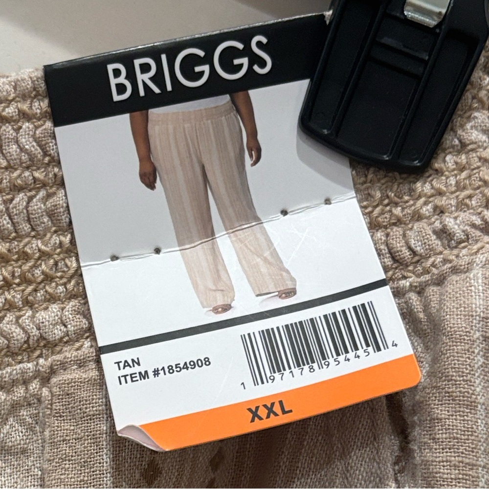 Briggs New York Women's Linen Blend Pull-On Pants – Tan, Size XXL, Relaxed. NWT - Picture 4 of 15